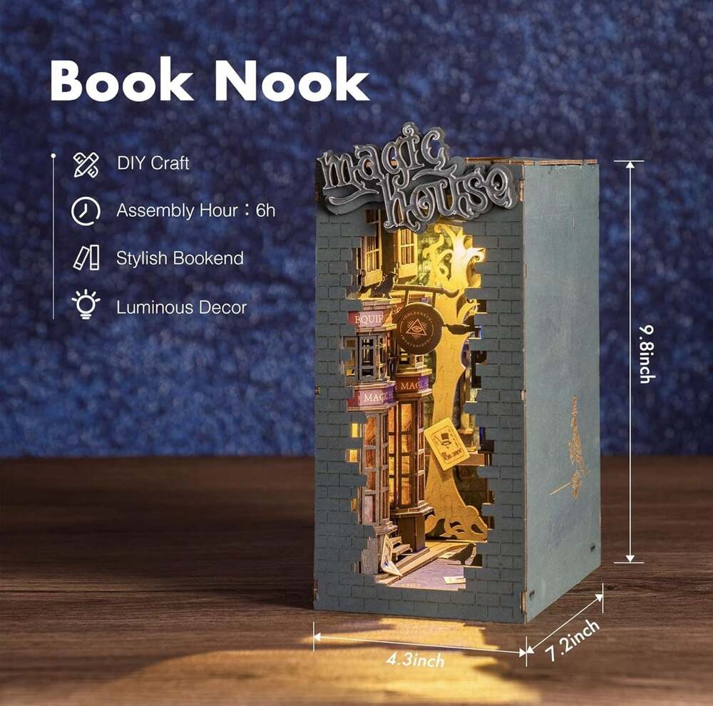 Rolife Magic House 3D Wooden Book Nook DIY Miniature House Kit